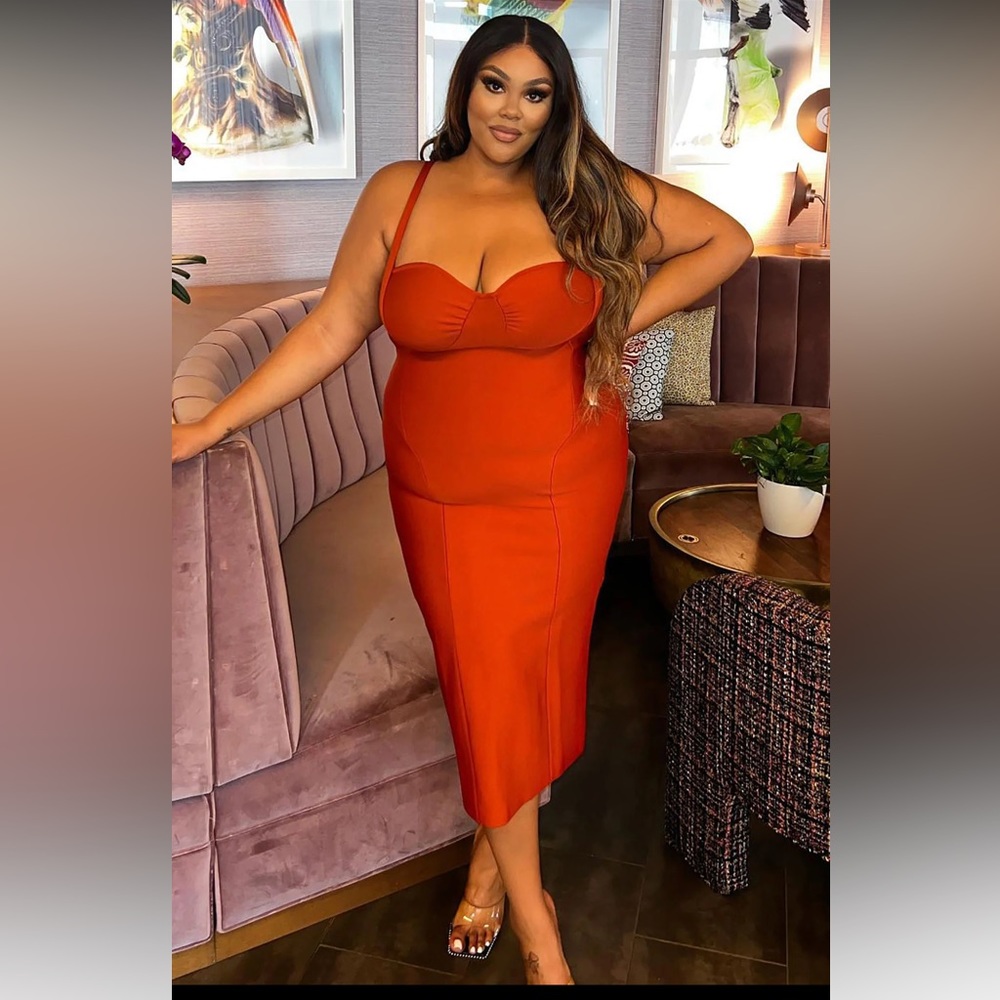 Bandage midi dress in rust - Picture 2 of 5